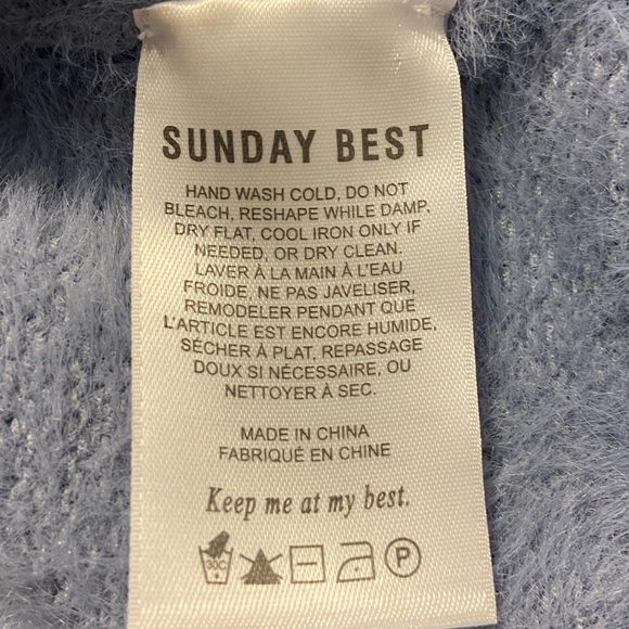 Aritzia Fuzzy Kitten Sweater in PALE BLUE ! - Picture 9 of 11